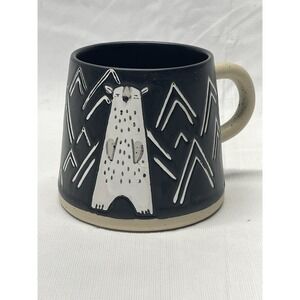 Arwen Pottery Sleepy Bear Mug Black Matte Exterior Bisque Handle